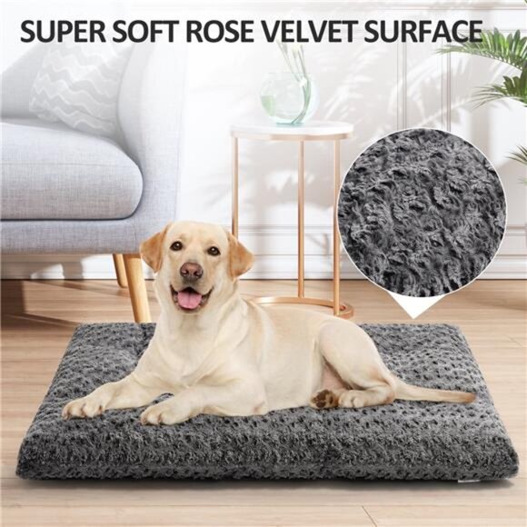 Medium Dog Bed, Luxury Rose Velvet Pet Mattress, Washable Dog Mattress 30x19 in - Picture 5 of 7